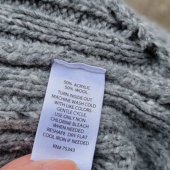 Cynthia Rowley Chunky Thick Cowl Neck Wool Blend Sweater Kangaroo Pocket Sz L - Picture 9 of 12